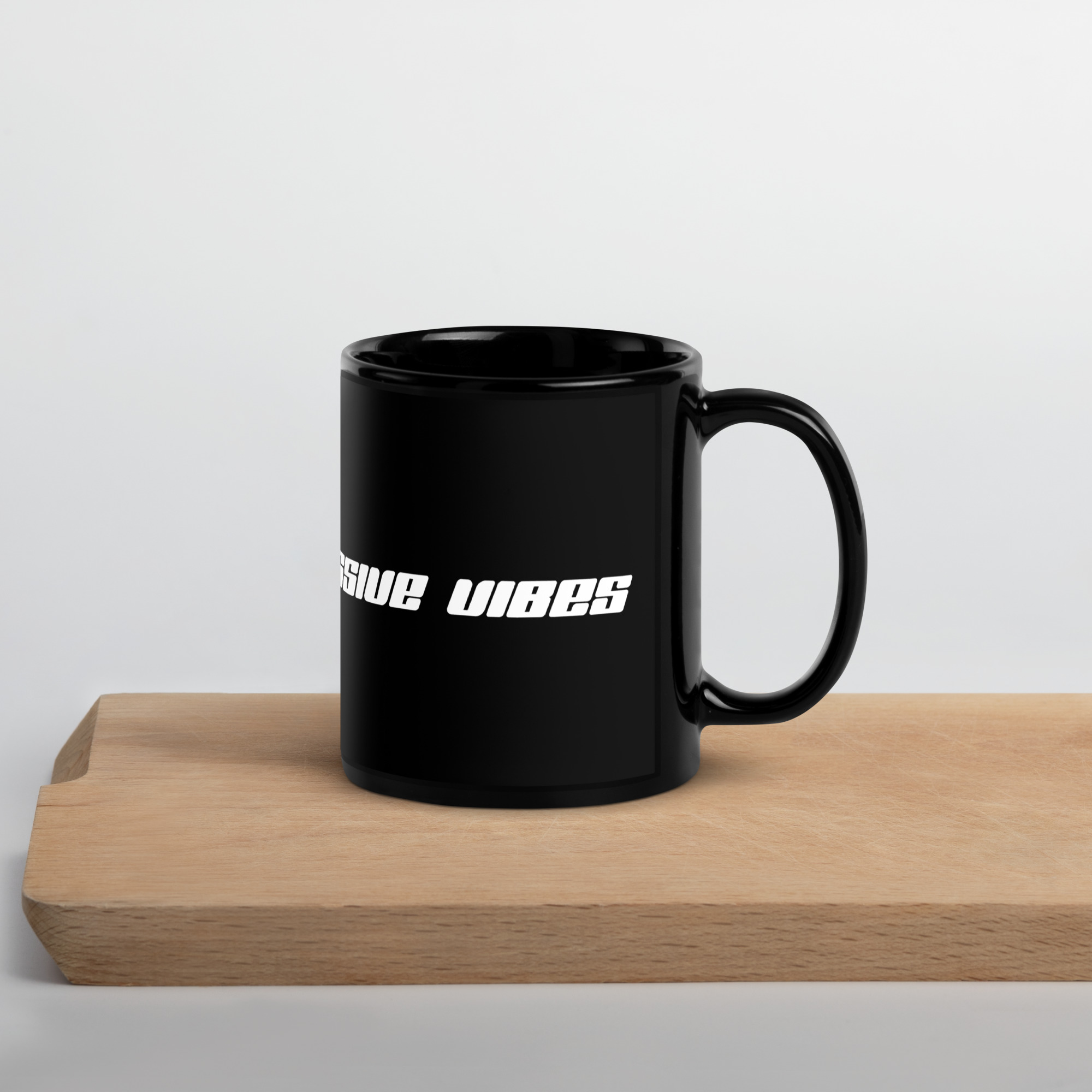 Black Glossy Mug Horizontal White Logo